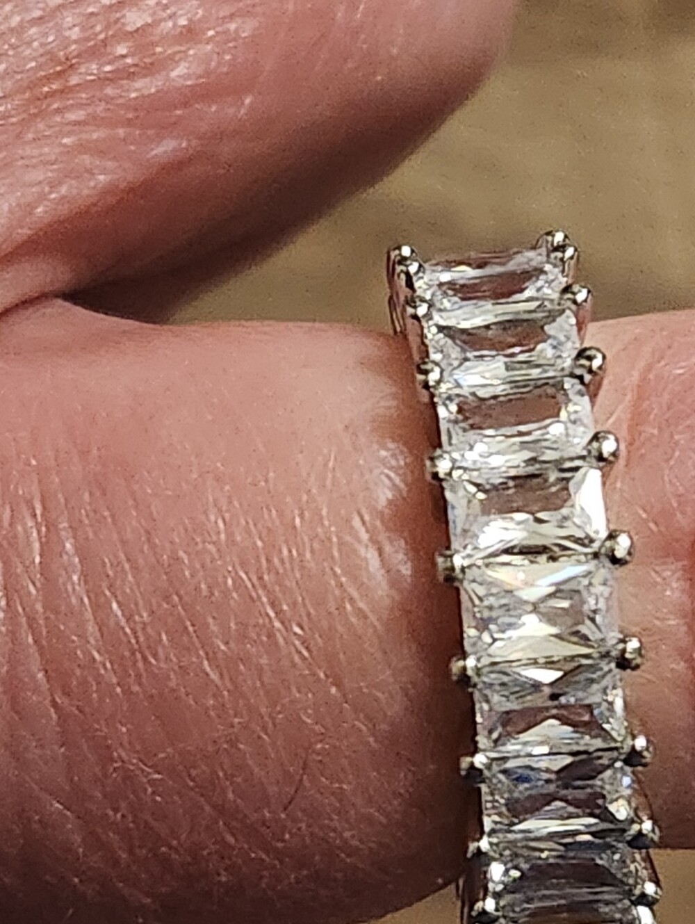 Sterling Silver Clear CZ Emerald-Cut Eternity Band - Silver - Picture 4 of 6